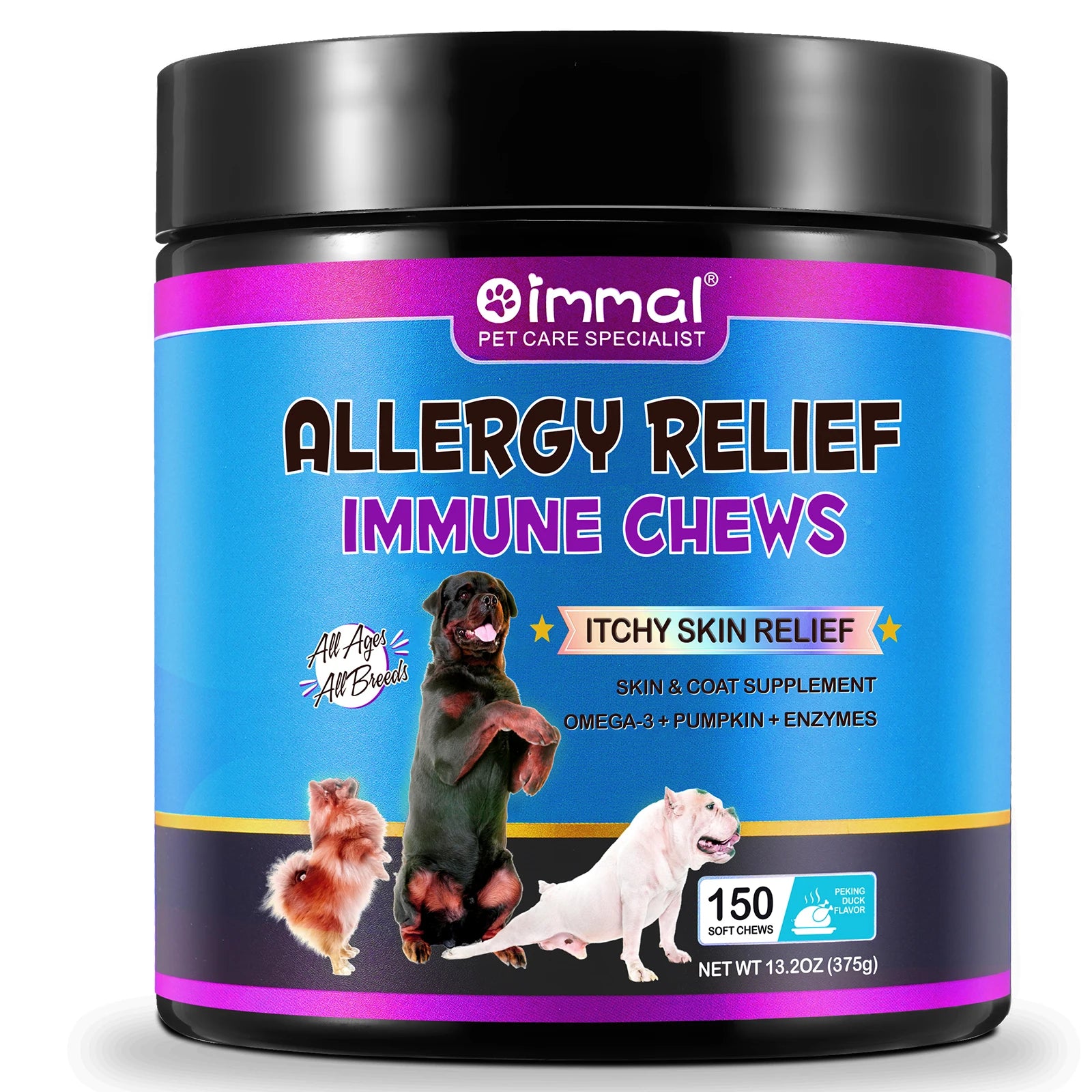 Dog Allergy Relief Chews Anti-Itch Skin & Coat Supplement Omega 3 Fish Oil Itchy Skin Relief Treatment Pills Itching Paw Licking