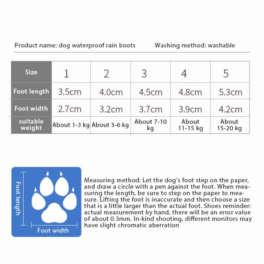 Dog Shoes Waterproof Anti-Slip Rain Boots Warm Snow Reflective Dog Cat Puppy Shoes Pet Paw Protecters for Small Dog Accessories