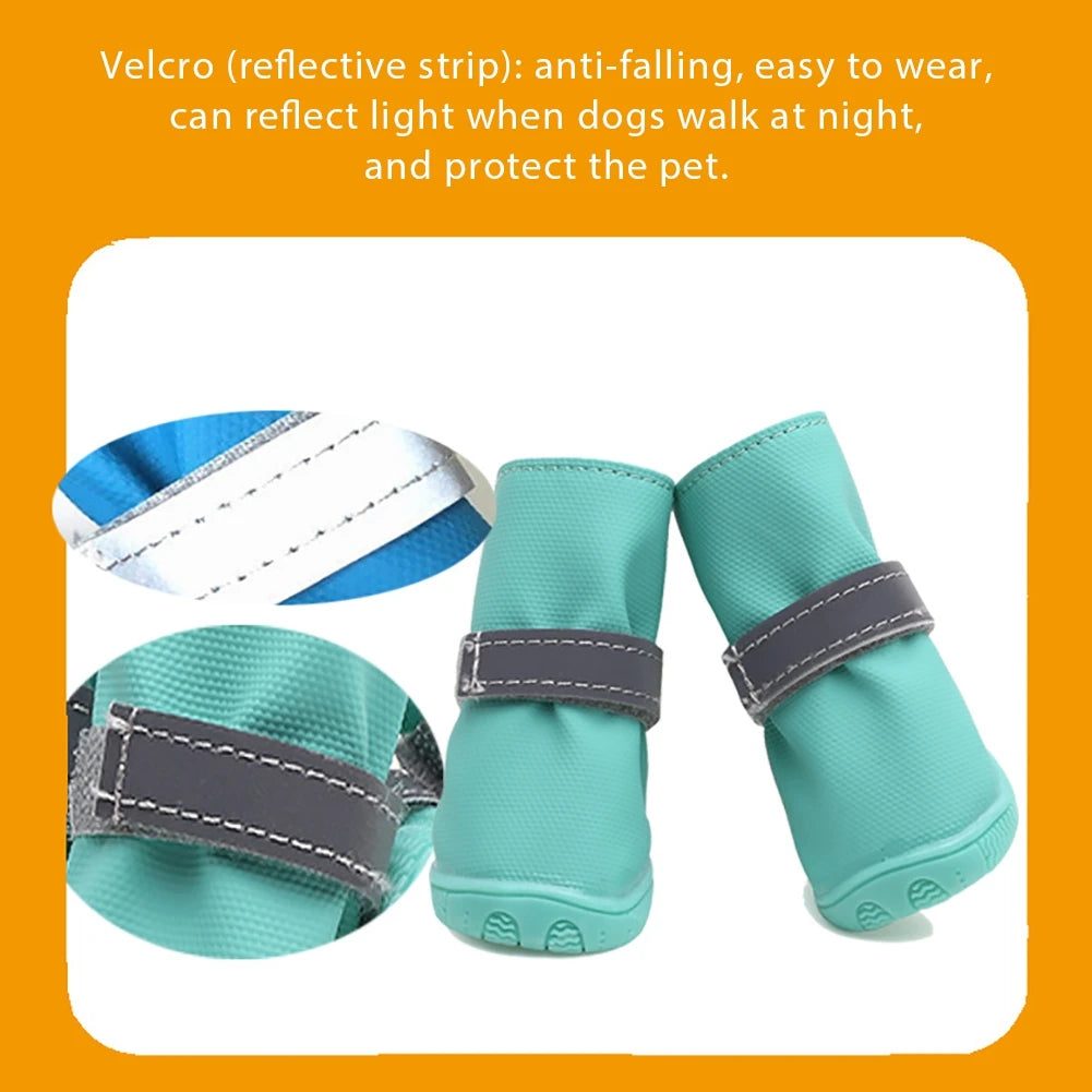Dog Shoes Waterproof Anti-Slip Rain Boots Warm Snow Reflective Dog Cat Puppy Shoes Pet Paw Protecters for Small Dog Accessories