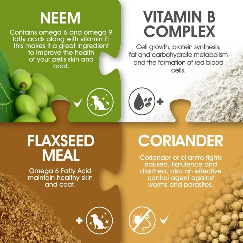 NEW Chews Dog Flea And Tick Repellent Chewable Tablets Suit For The Dog Over 25lbs Contains Flaxseed And Vitamin Complex