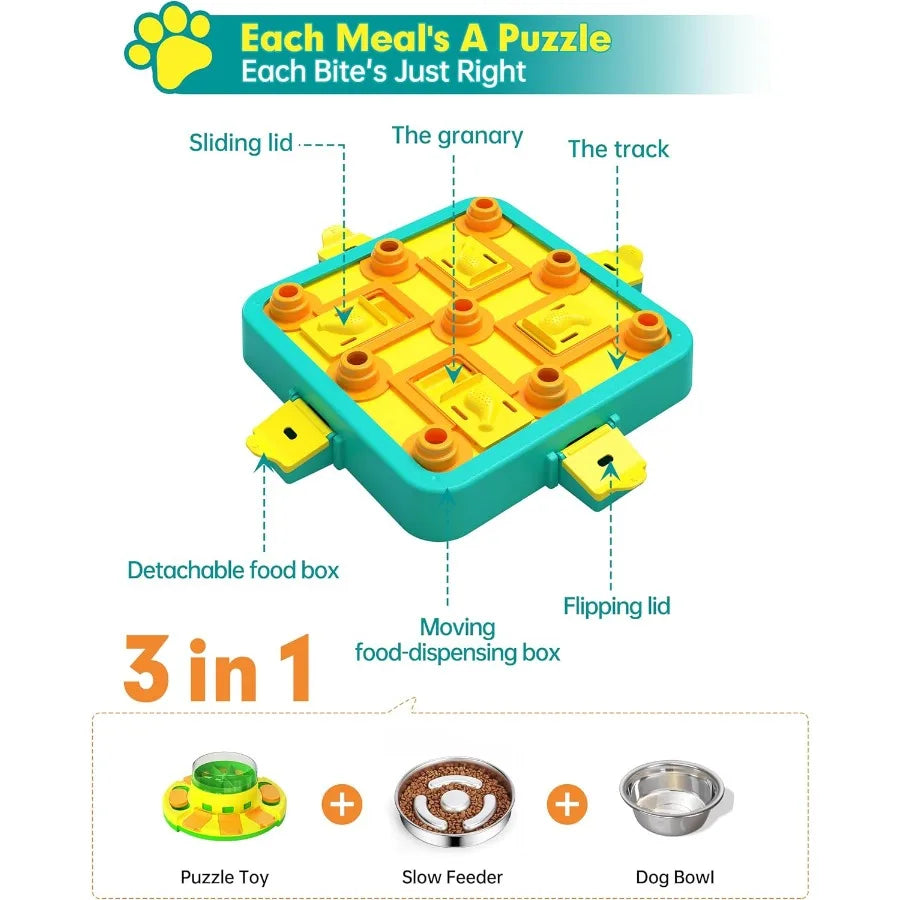 Dog Puzzle Toy Mental Stimulation - Dogs Food Puzzles Toys Dog Treat Puzzle Feeder Blue-Advanced