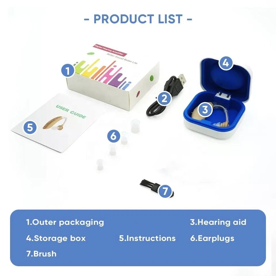 Rechargeable Hearing Aids for Elderly People Hearing Aids With Noise Reduction, Digital Ear Hearing Aids With Volume Control