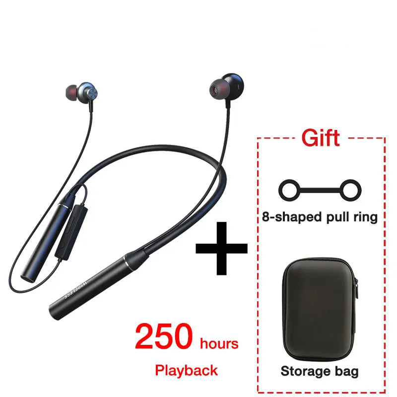 EARDECO 180 Hours Endurance Bluetooth Headphone Neckband Bass Wireless Headphones Neck Stereo Earphone Phone Headset with Mic TF