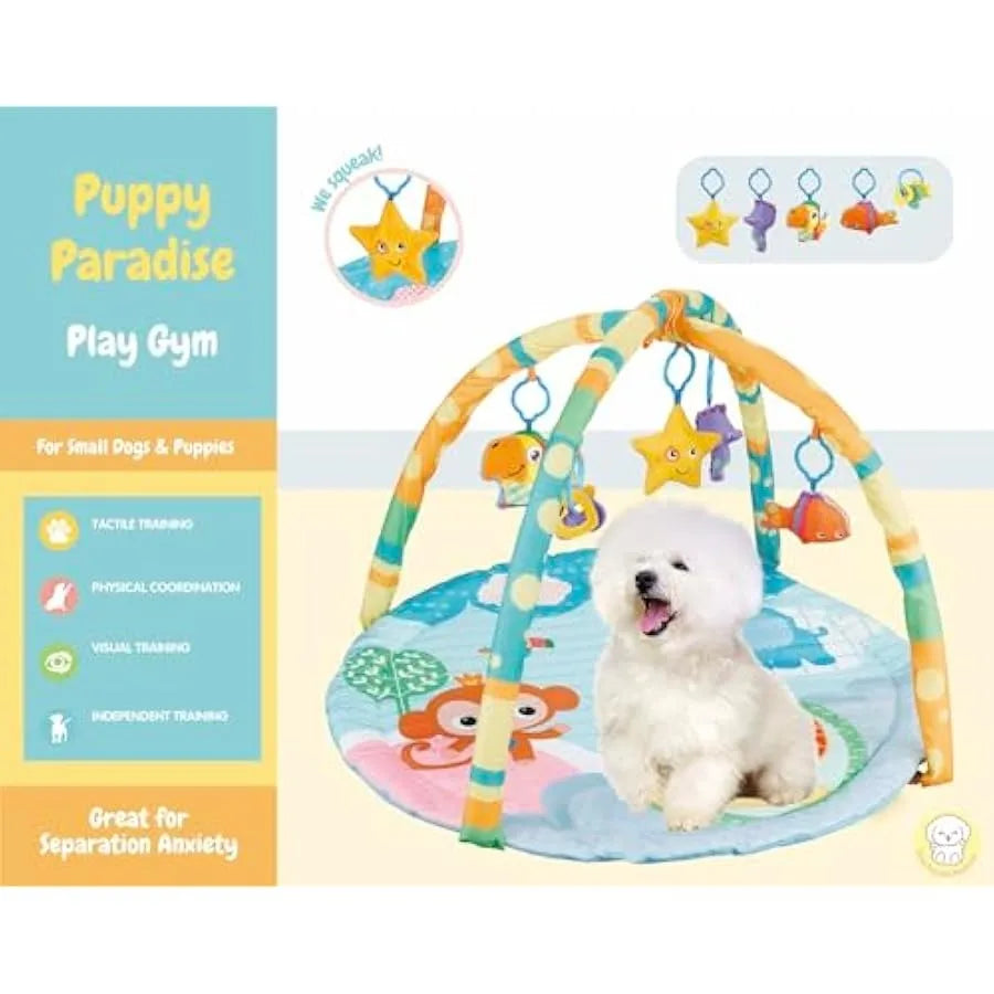 Puppy Play Gym - Dog Play Mat and Cat Play Mat - Pet Activity Center with Squeaky Toys - Interactive Sensory Mat for Pets Suita