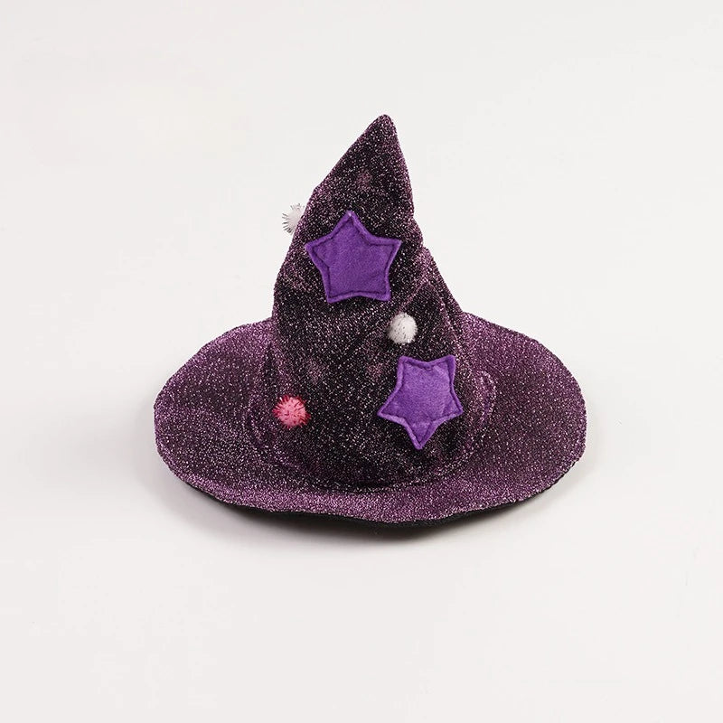 Funny Star Cat Witch Cloak Cloth Purple Halloween Pet Witch Cloth Soft Witch Hat Dog Cats Witch Costume Cosplay Halloween Party