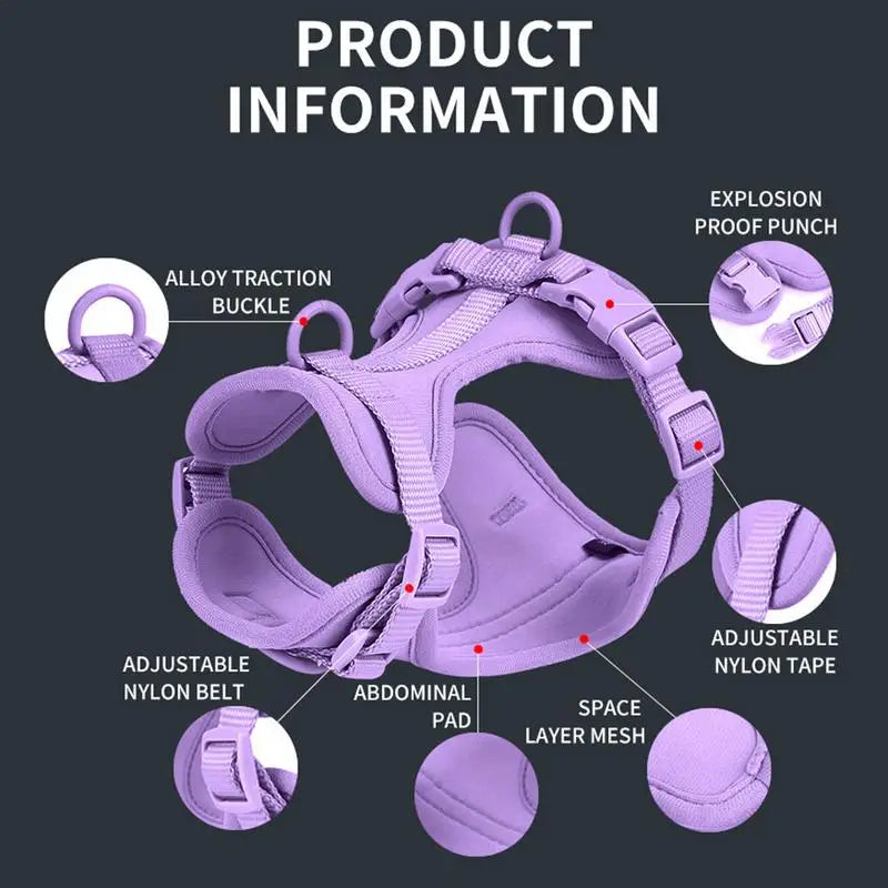 Dog Harness Set For Small Dogs No Pull For Medium Dogs Vest Harness With Lead Safety Collar Adjustable With Poop Bag Holder