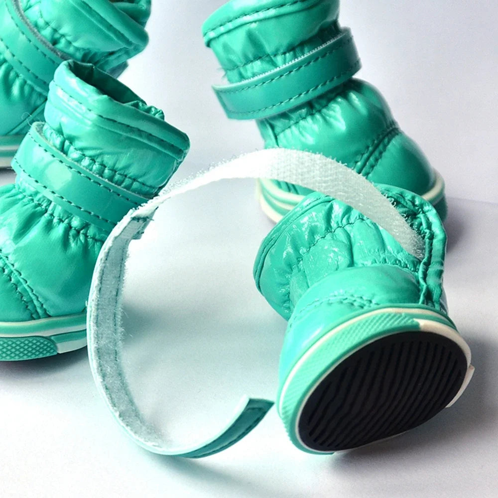 4PCS Winter Snow Boots Casual Warm Slip-Resistant Waterproof Puppy Shoes Non-slip Boots For Small Medium Dogs Chihuahua Yorkies