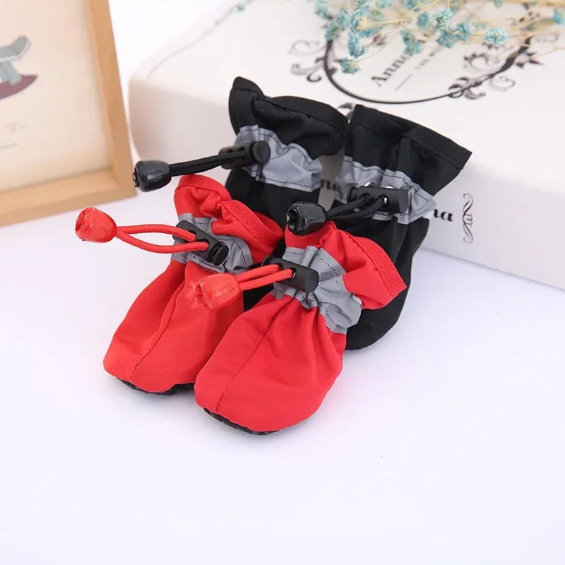 4pcs/set Waterproof Pet Dog Shoes Anti-slip Rain Boots Footwear  Small Cats Dogs Puppy Dog Pet Booties Pet Paw Accessories