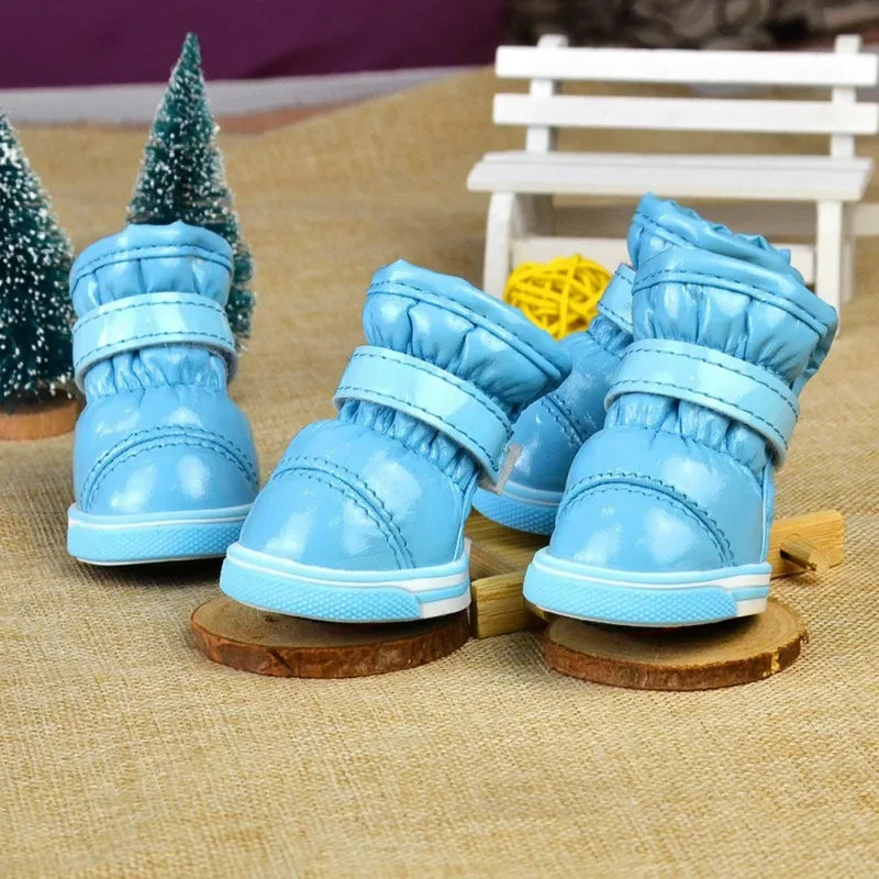 4PCS Winter Snow Boots Casual Warm Slip-Resistant Waterproof Puppy Shoes Non-slip Boots For Small Medium Dogs Chihuahua Yorkies