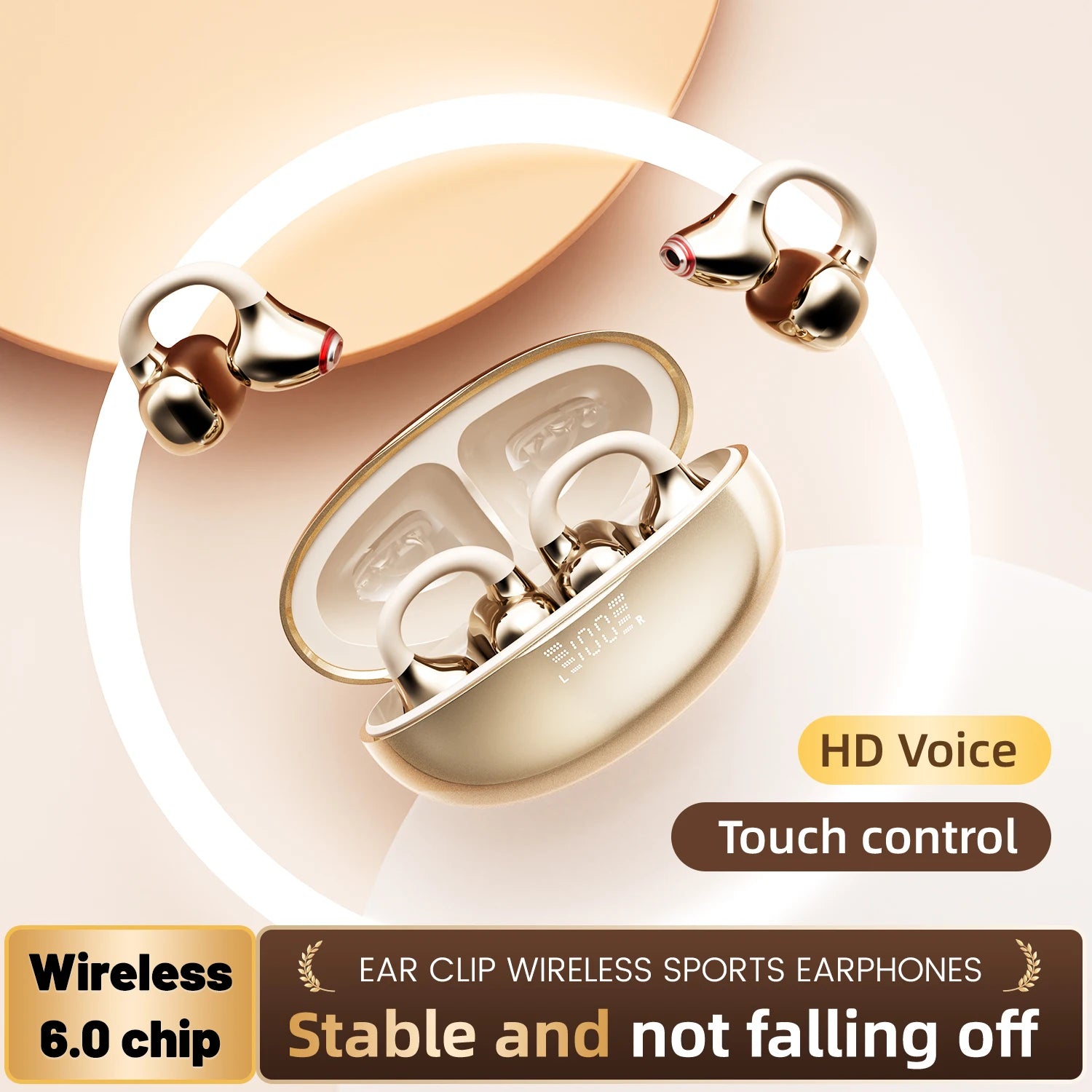 SK39 Wireless Bluetooth Earphones 6.0,Ear Clip Headphones,Sports Noise Reduction Headset Voice Call Earbuds,Adults Surprise Gift