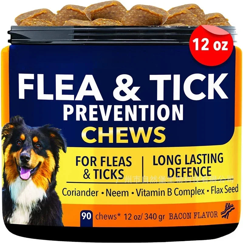 NEW Chews Dog Flea And Tick Repellent Chewable Tablets Suit For The Dog Over 25lbs Contains Flaxseed And Vitamin Complex