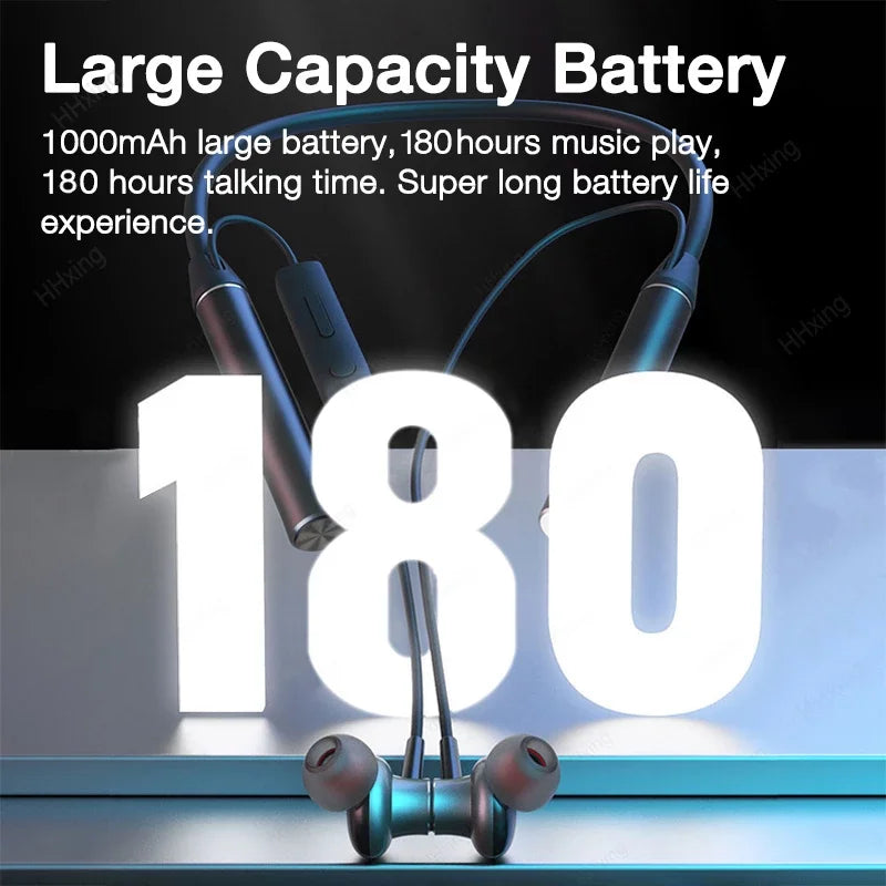 EARDECO 180 Hours Endurance Bluetooth Headphone Neckband Bass Wireless Headphones Neck Stereo Earphone Phone Headset with Mic TF