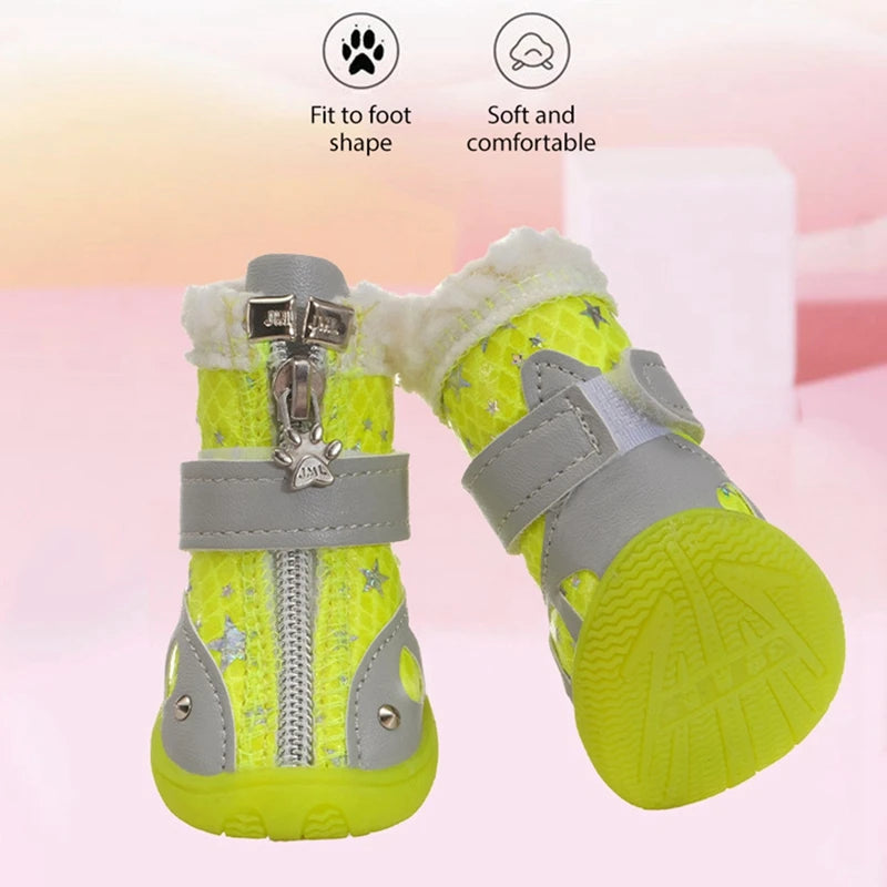 Dog Shoes for Small Medium Dogs Puppy Dog Boots Paw Protector for Winter Snow Day Cold Weather Ourdoor Hiking with AntiSlip Sole