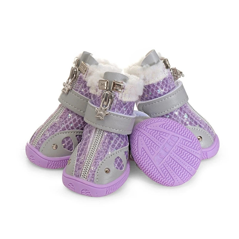 Dog Shoes for Small Medium Dogs Puppy Dog Boots Paw Protector for Winter Snow Day Cold Weather Ourdoor Hiking with AntiSlip Sole
