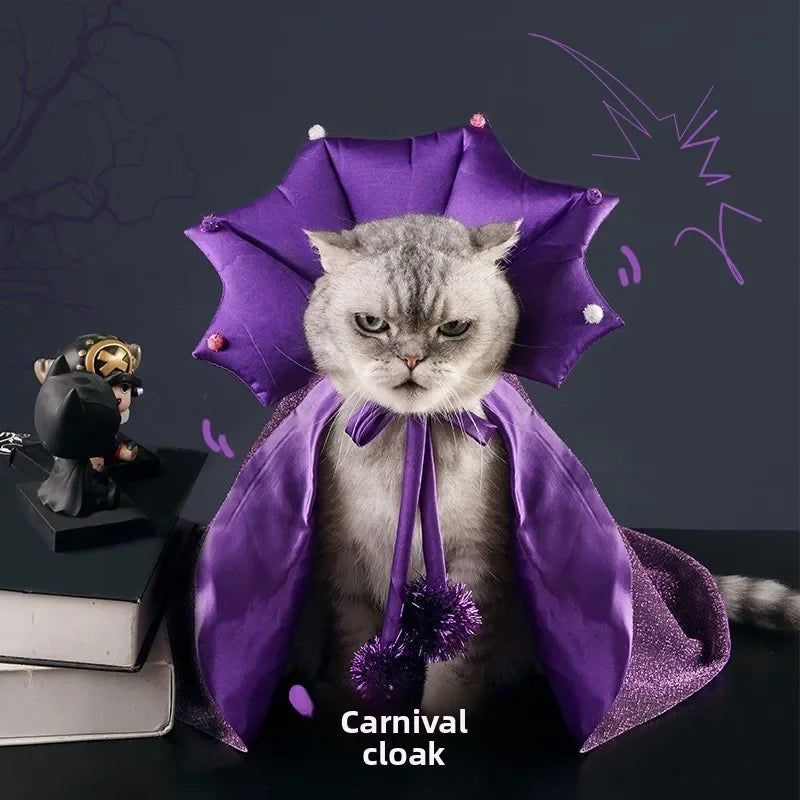 Funny Star Cat Witch Cloak Cloth Purple Halloween Pet Witch Cloth Soft Witch Hat Dog Cats Witch Costume Cosplay Halloween Party