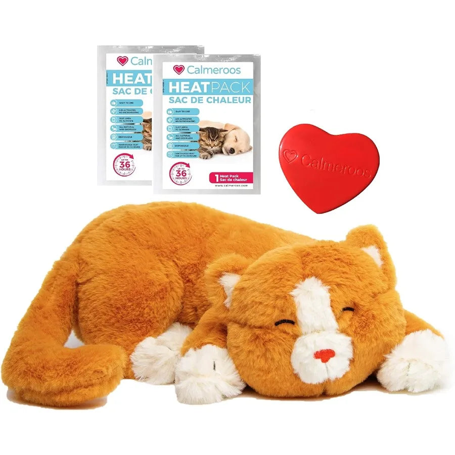 Cat Heartbeat Toys - Calming Separation Anxiety Relief Toys for Kittens - Heartbeat Simulator in a Soft Comforting Pillow Pet P