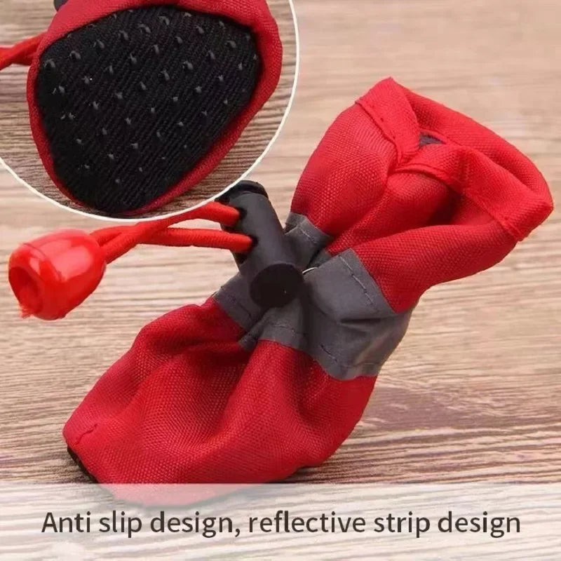 4pcs/set Waterproof Pet Dog Shoes Anti-slip Rain Boots Footwear  Small Cats Dogs Puppy Dog Pet Booties Pet Paw Accessories