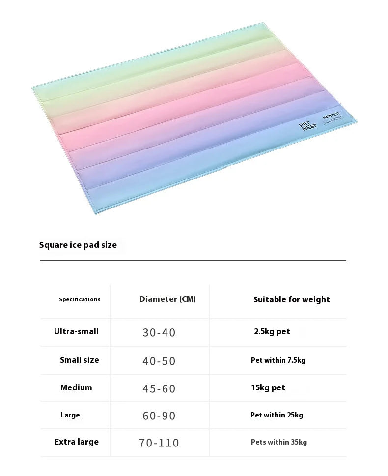 Pet Rainbow Gradient Ice Nest Dog Mat Sleeping Mat Summer Ice Nest Cat Ice Nest Mat, Pet Ice Mat, Cat Accessories