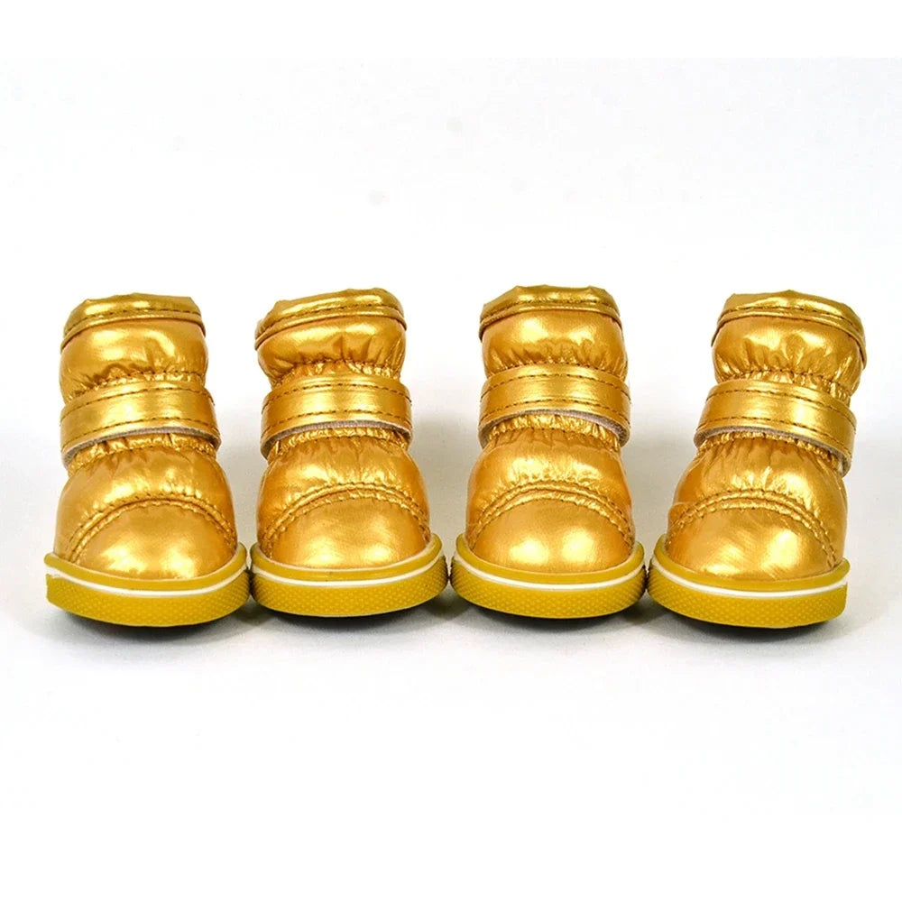 4PCS Winter Snow Boots Casual Warm Slip-Resistant Waterproof Puppy Shoes Non-slip Boots For Small Medium Dogs Chihuahua Yorkies