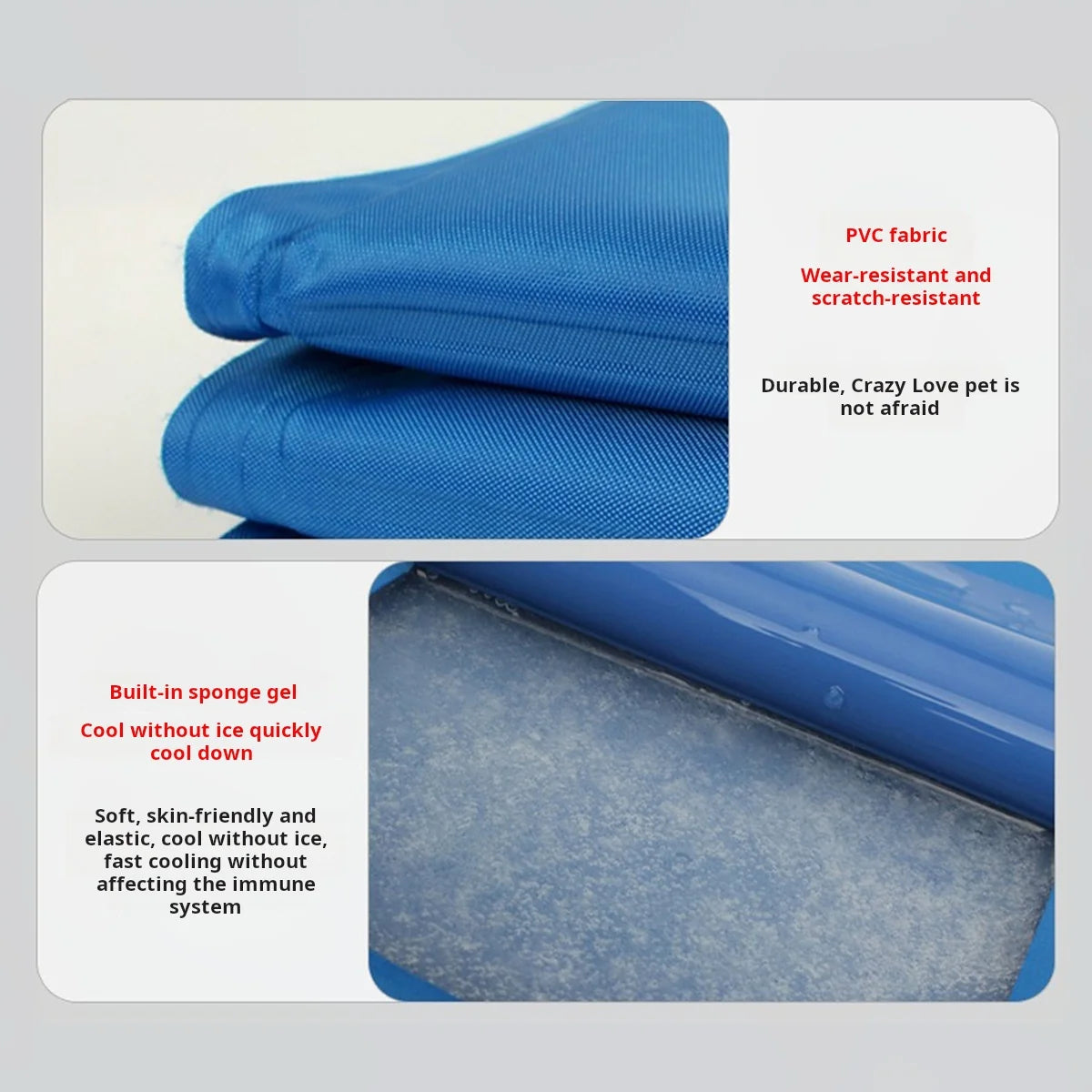 Gel-Filled Cooling Pad for Pets - Waterproof PVC Mat with Hot-Composite Edges, S/M/L (11.8-25.5in) Prevents Heatstroke