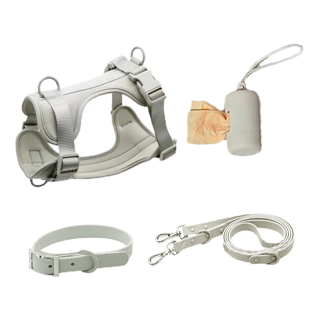 Dog Harness Set For Small Dogs No Pull For Medium Dogs Vest Harness With Lead Safety Collar Adjustable With Poop Bag Holder