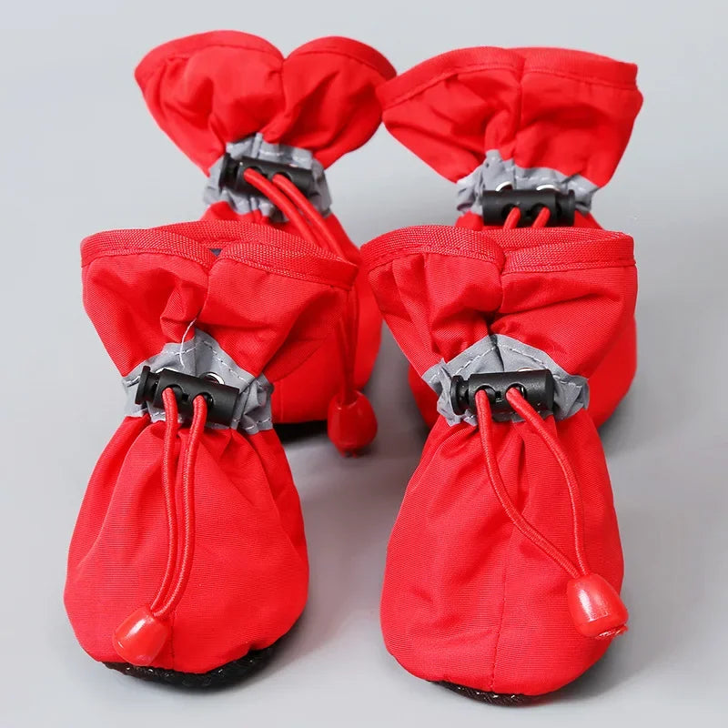 4pcs/set Waterproof Pet Dog Shoes Anti-slip Rain Boots Footwear  Small Cats Dogs Puppy Dog Pet Booties Pet Paw Accessories