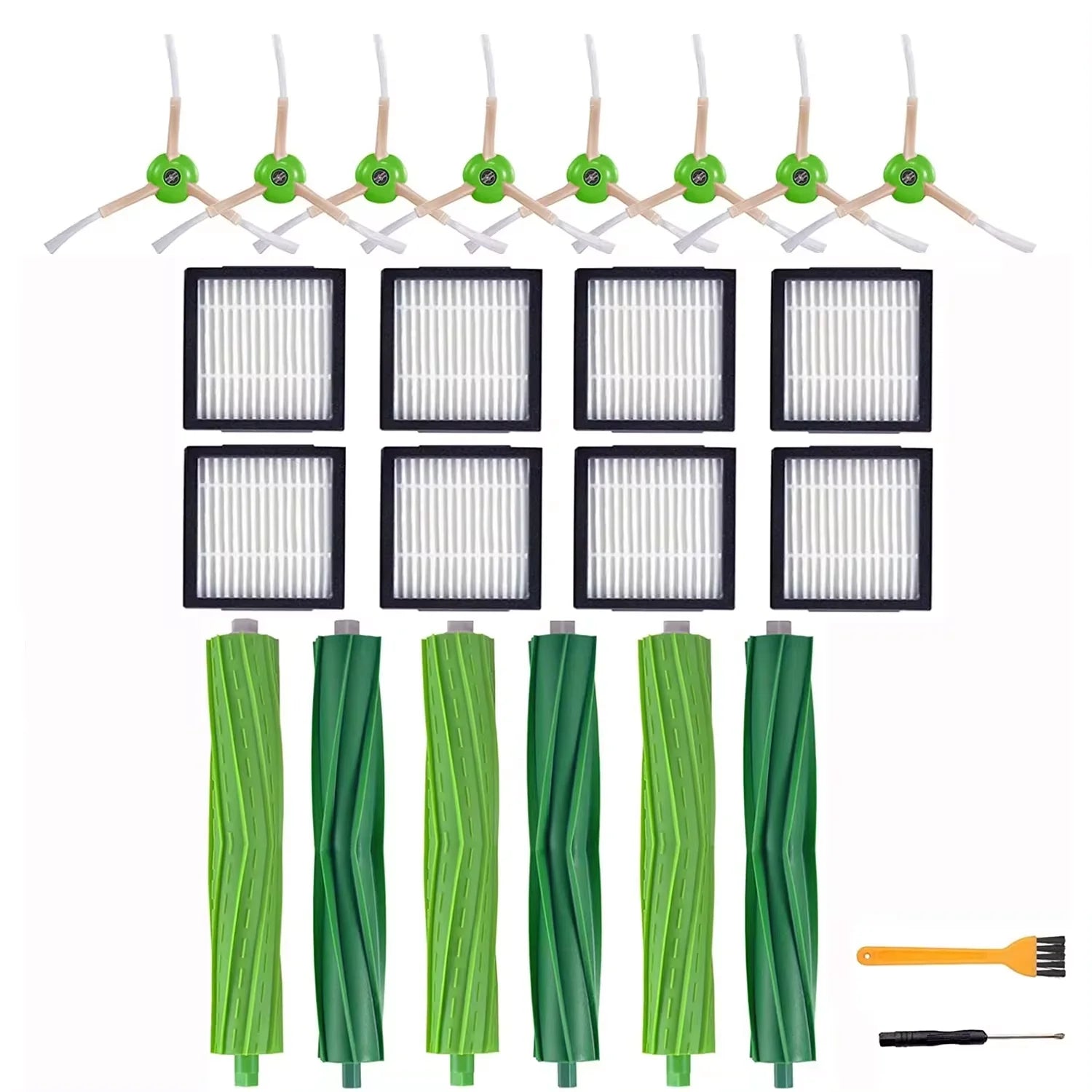 Replacement Parts Compatible for iRobot Roomba E I J Series E5 E6 i7 i6 i1 i2 i3 i3+ i4 i8 Rubber Side Brush Filter Dust Bags