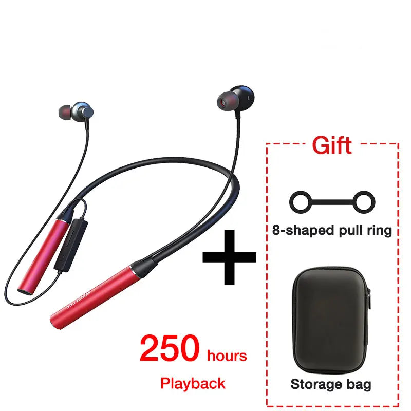 EARDECO 180 Hours Endurance Bluetooth Headphone Neckband Bass Wireless Headphones Neck Stereo Earphone Phone Headset with Mic TF