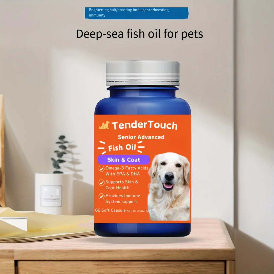 60 Capsules Amazing Omega  3 Fish Oil for Dogs and Cats - Omega 3 for Dogs and Cats Shedding and Skin Health For Dog Dry Skin