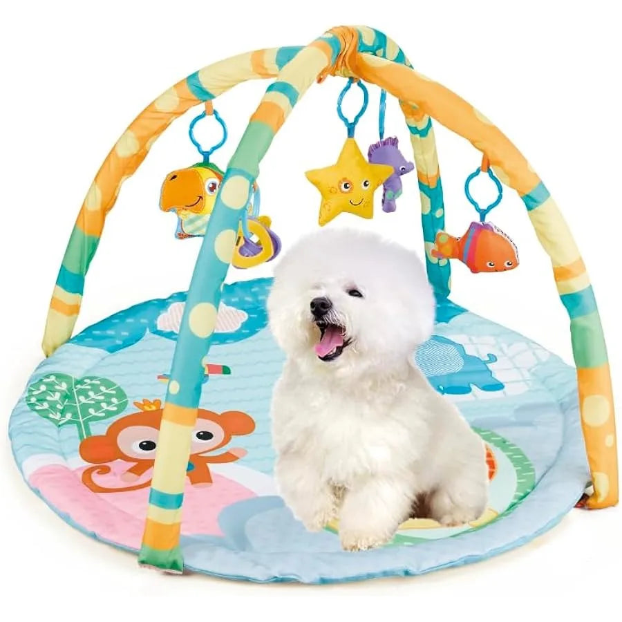 Puppy Play Gym - Dog Play Mat and Cat Play Mat - Pet Activity Center with Squeaky Toys - Interactive Sensory Mat for Pets Suita