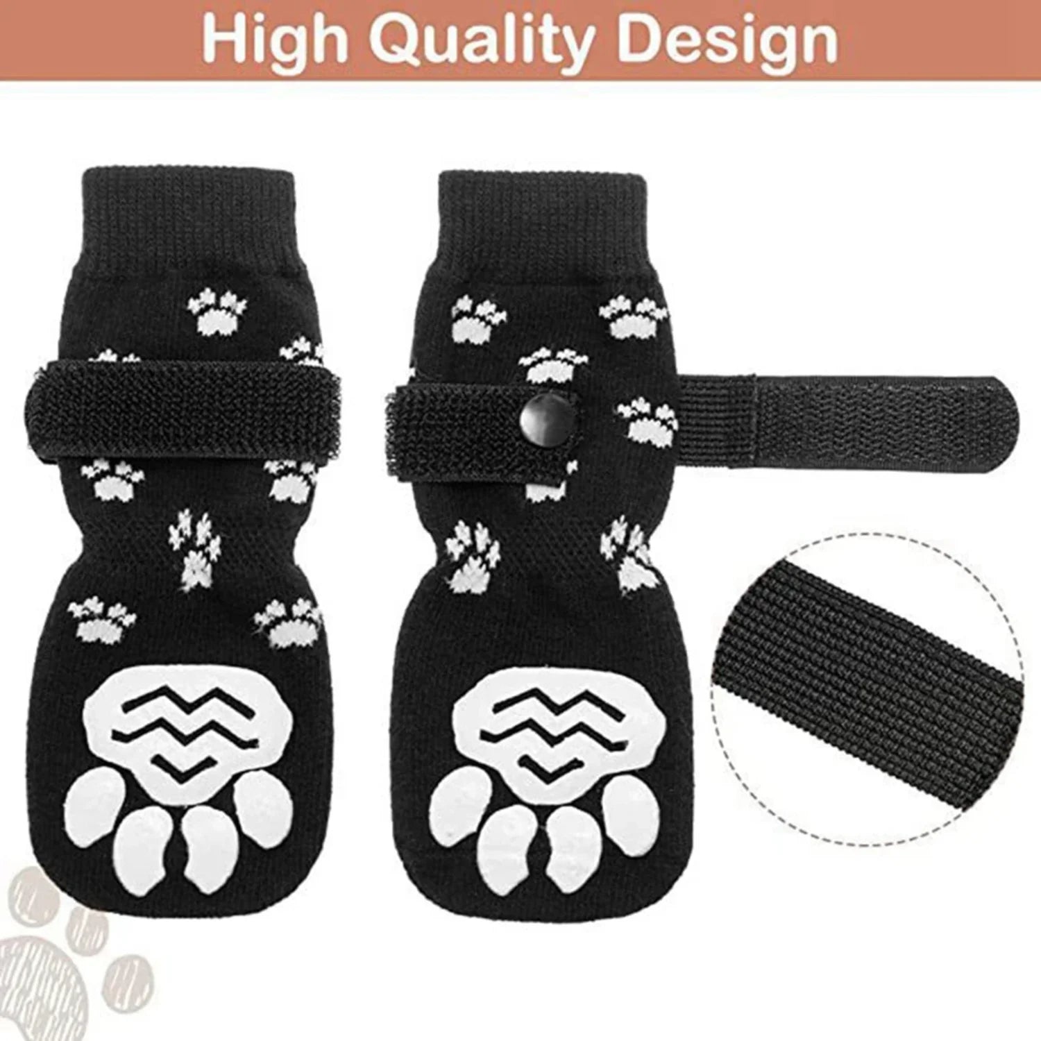 4Pcs Winter Warm Dog Socks Adjustable Anti Slip Skid Pet Shoes Socks Soft Breathable Paw Protector  Small Puppy Cat Dogs