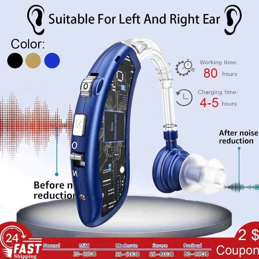 Rechargeable Hearing Aids for Elderly People Hearing Aids With Noise Reduction, Digital Ear Hearing Aids With Volume Control