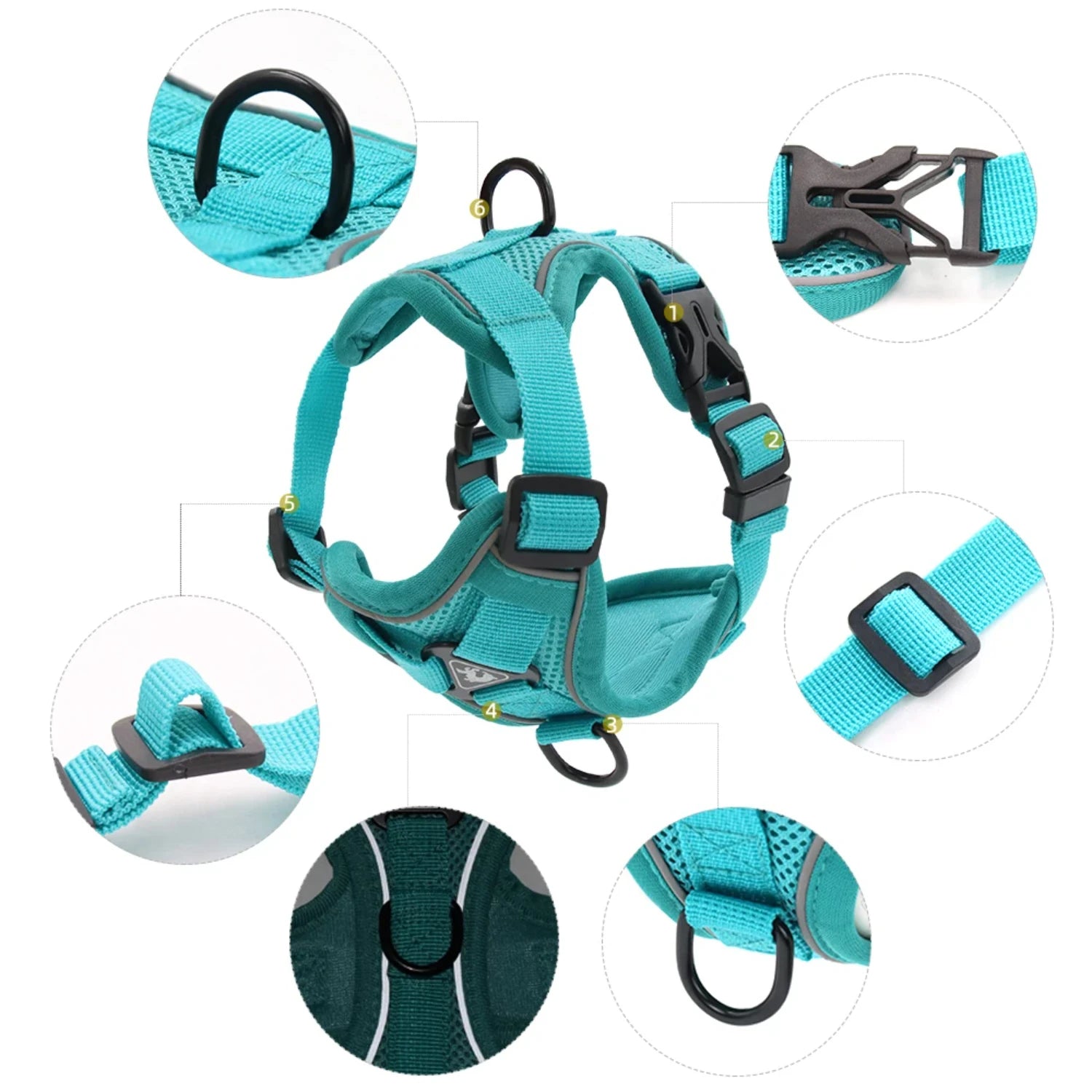 Dog Cat Harness Escape Proof Breathable Leash  Walking Outdoor Easy Control Pet Dog Cat Leash Reflective Harness