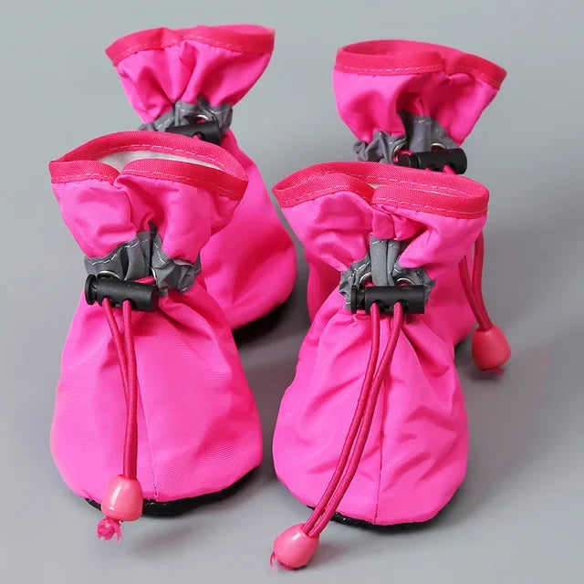 4pcs/set Waterproof Pet Dog Shoes Anti-slip Rain Boots Footwear  Small Cats Dogs Puppy Dog Pet Booties Pet Paw Accessories