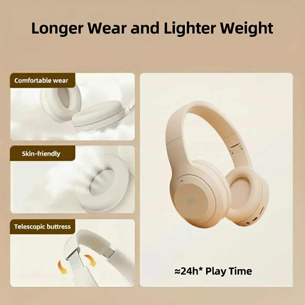 Xiaomi Wireless Bluetooth Headphones Lightweight for Sport HiFi Stereo Foldable Over Ear Headset Suitable for Samsung iPhone PC