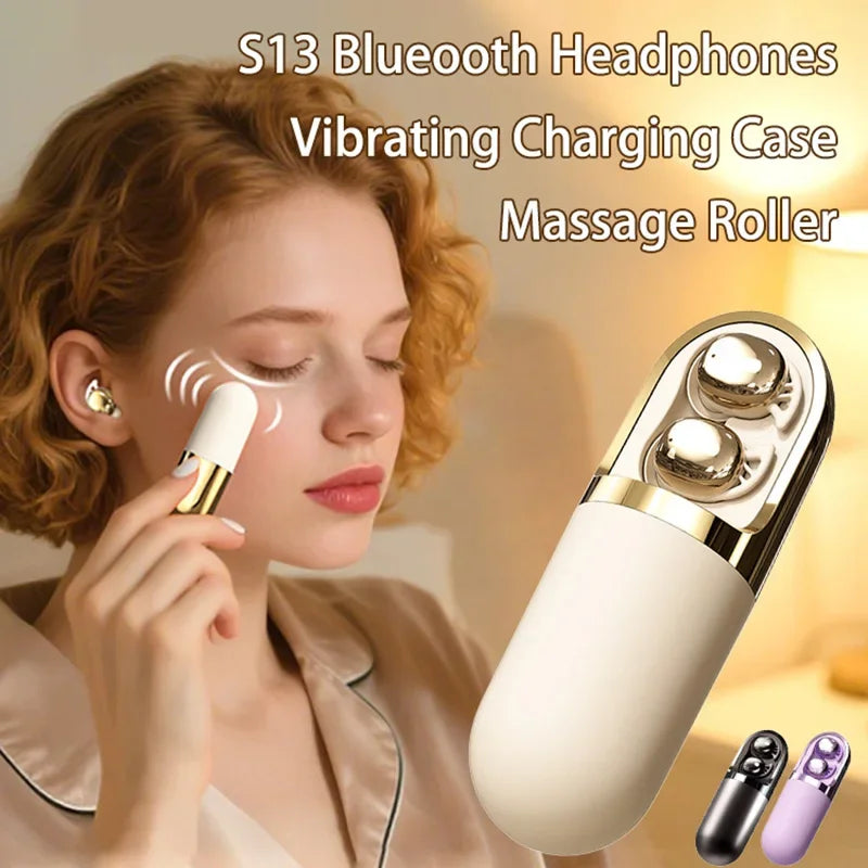 S13 Vibration Roller Earphones Bluetooth Touch Control in-Ear Earbuds Mini Skin Friendly Massage Vibration Wireless Headphones