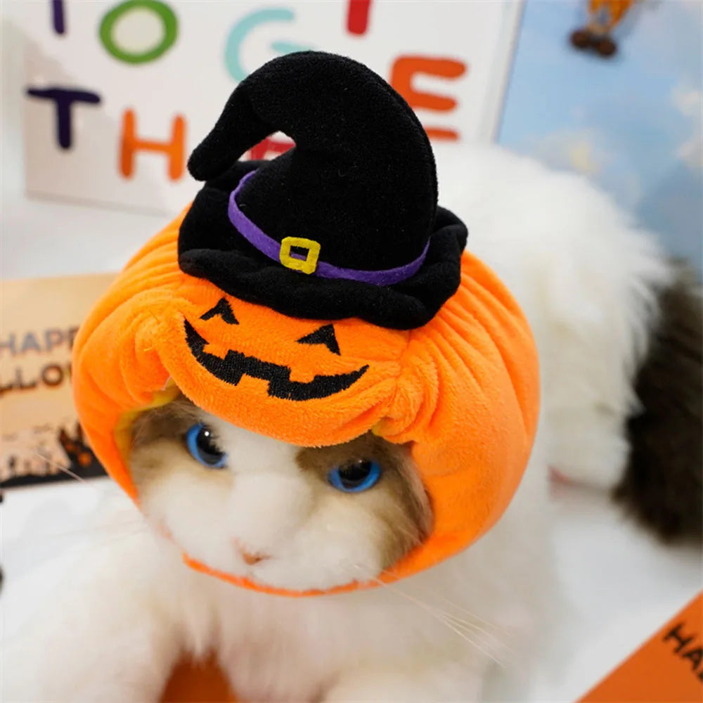 Halloween Pumpkin Hat for Dogs Cats Costumes Plush Pumpkin Decoration Pet Clothes Puppy Halloween Party Cosplay Dress Up Outfits