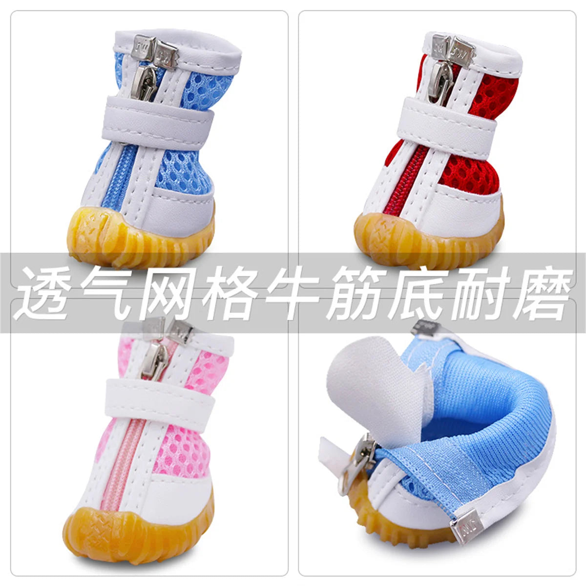 Breathable Mesh Summer Pet Shoes Small Dog Non Slip Soft Sole 3 Colour Dog Boots Breathable Outdoor Walking Leisure Pets Cat Sne