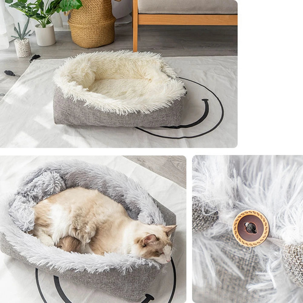 Cat Bed Small Dog Bed Self Warming Winter Warm Pet Nest Cushion Plush Bed Dual-Use Bed Cat Dog Mat Blanket Warmer Sleeping Pad