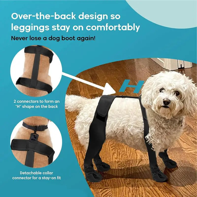Waterproof Dog Shoes Adjustable Dog Boots Anti-Slip Pet Paw Protector For Dogs Dirty-Proof Outdoor Running Suspender Boots