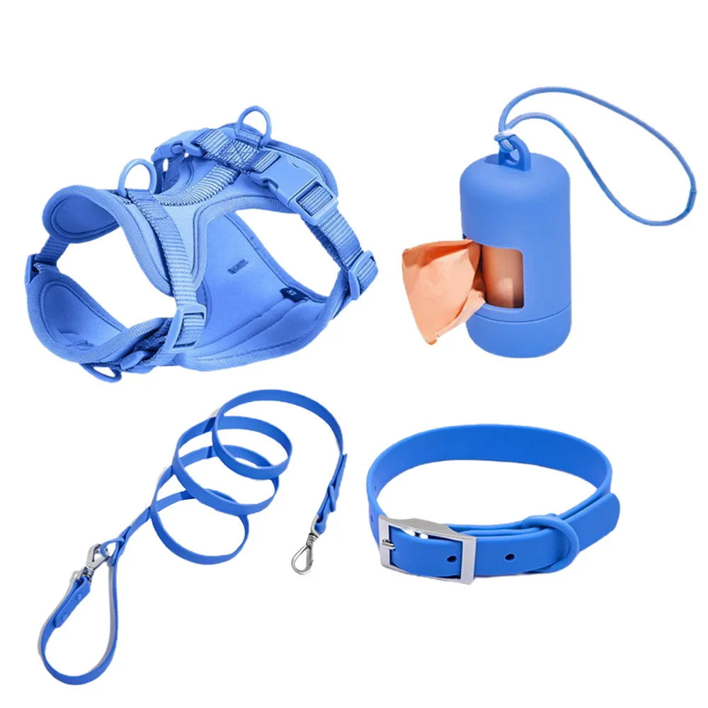 Dog Harness Set For Small Dogs No Pull For Medium Dogs Vest Harness With Lead Safety Collar Adjustable With Poop Bag Holder