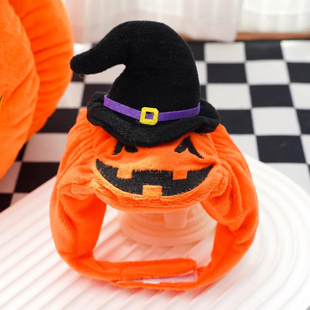 Halloween Pumpkin Hat for Dogs Cats Costumes Plush Pumpkin Decoration Pet Clothes Puppy Halloween Party Cosplay Dress Up Outfits