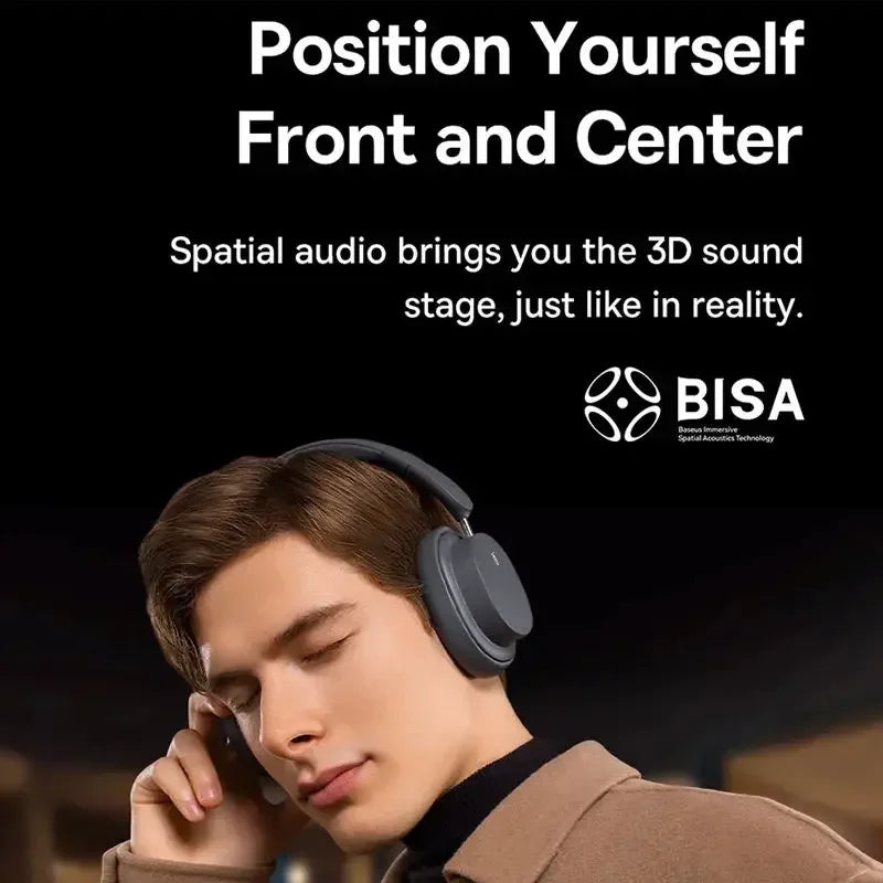 Baseus Wireless Headphones Bluetooth 5.3 HIFI Level Earphone 40mm Driver Foldable Over Ear Headsets 70H Playtime Spatial Audio