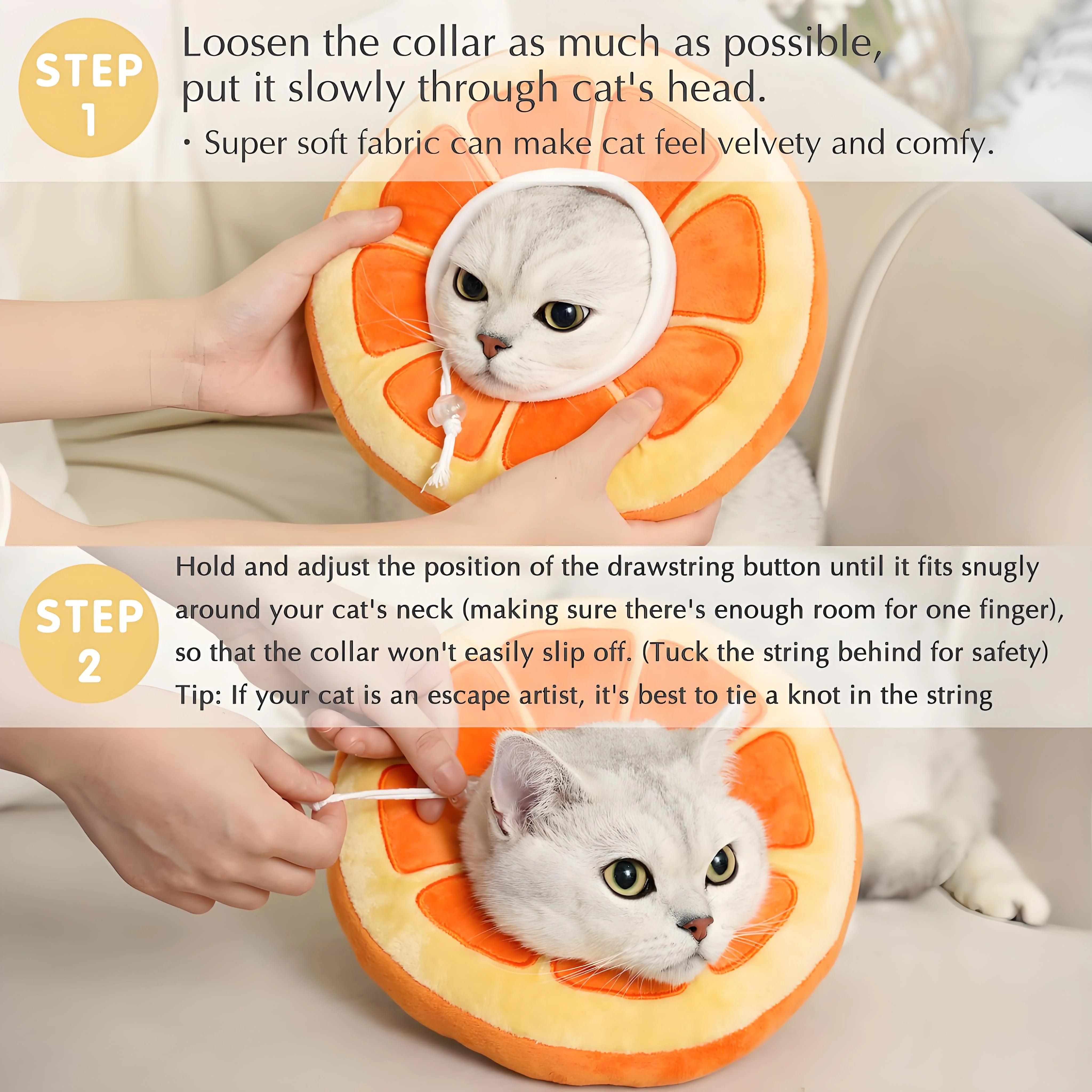Adjustable Cat Cone Collar Soft, Cute Cat Donut Collar After Surgery, Kitten Recovery Cones to Stop Licking