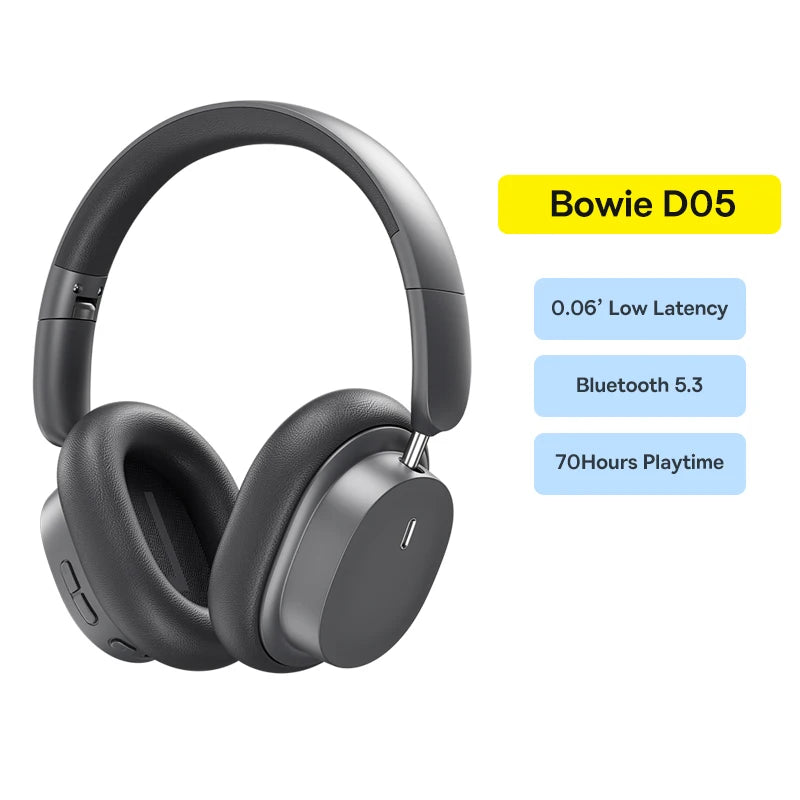 Baseus Wireless Headphones Bluetooth 5.3 HIFI Level Earphone 40mm Driver Foldable Over Ear Headsets 70H Playtime Spatial Audio