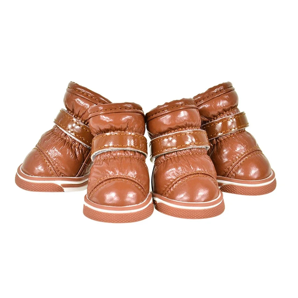 4PCS Winter Snow Boots Casual Warm Slip-Resistant Waterproof Puppy Shoes Non-slip Boots For Small Medium Dogs Chihuahua Yorkies