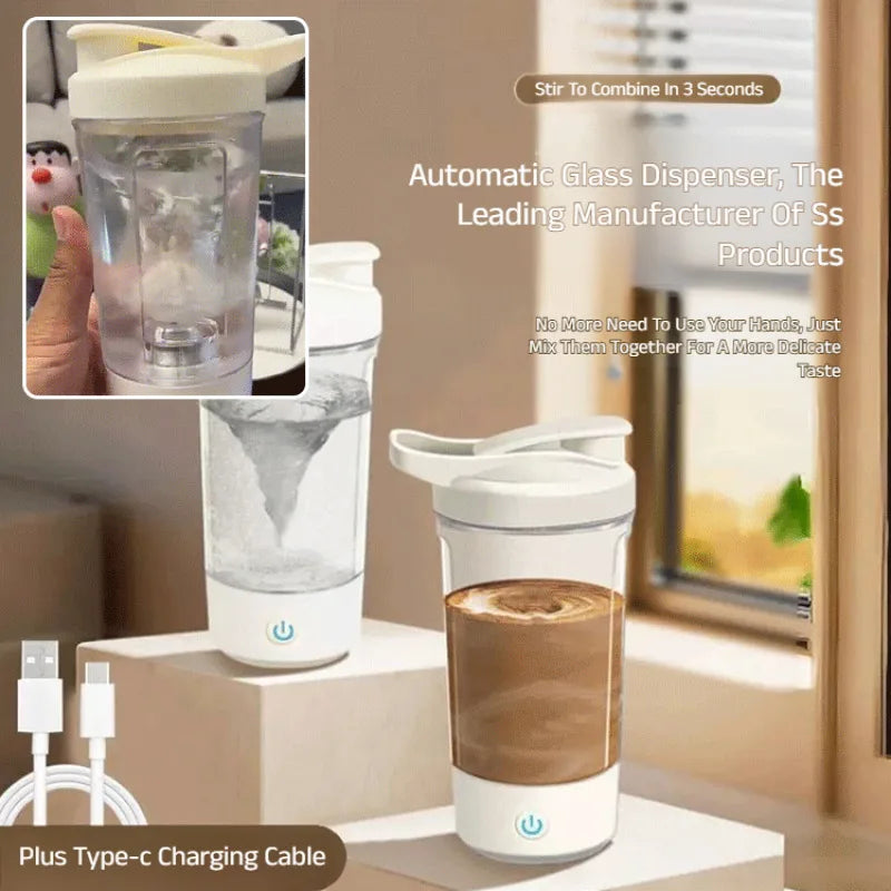 Portable Electric Fitness Protein Shake Coffee Cup Fully Charged Leisure Stirring Mug Home Goods