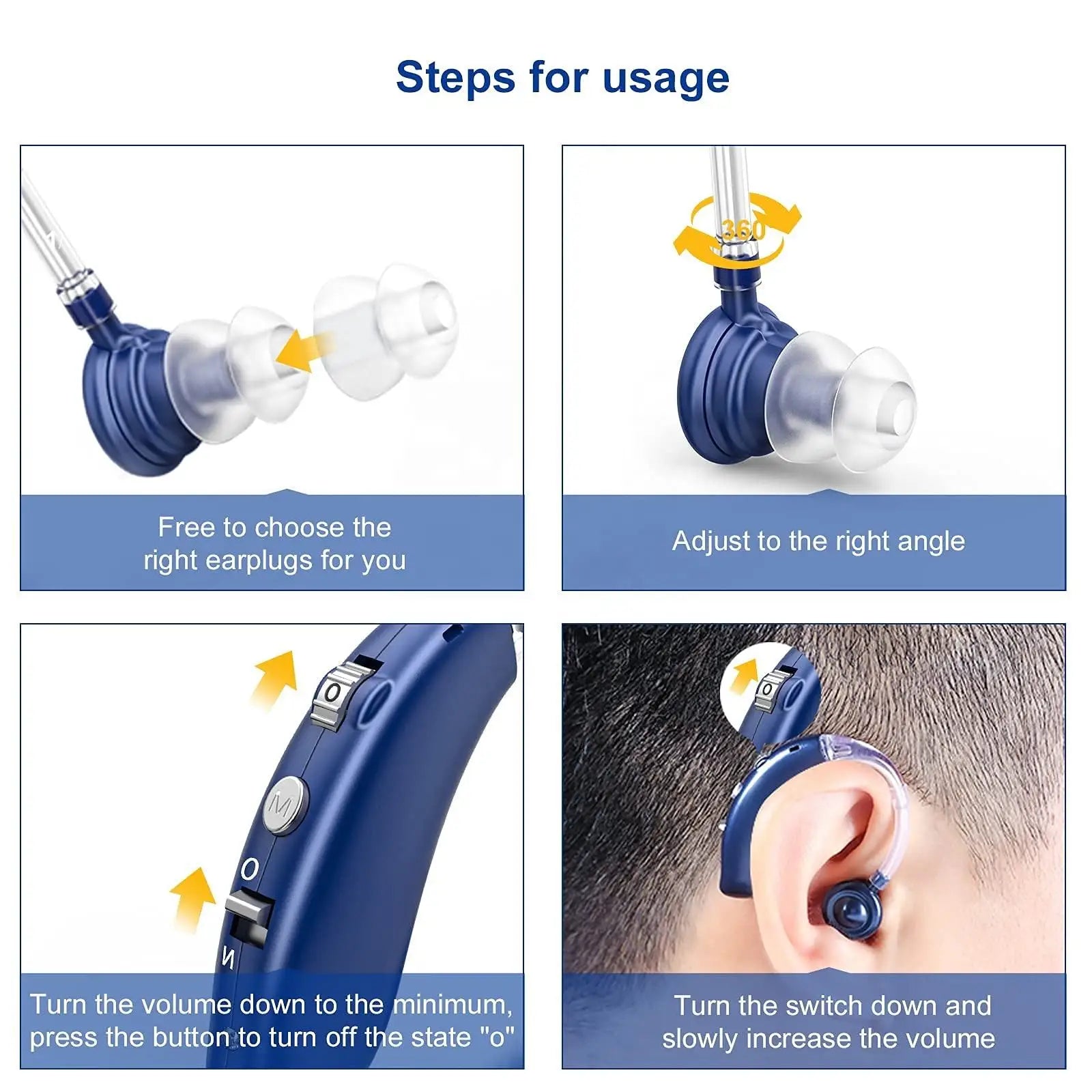 Rechargeable Hearing Aids for Elderly People Hearing Aids With Noise Reduction, Digital Ear Hearing Aids With Volume Control