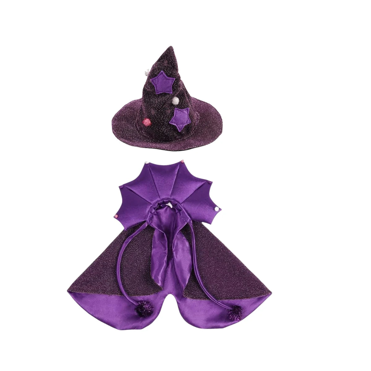 Funny Star Cat Witch Cloak Cloth Purple Halloween Pet Witch Cloth Soft Witch Hat Dog Cats Witch Costume Cosplay Halloween Party