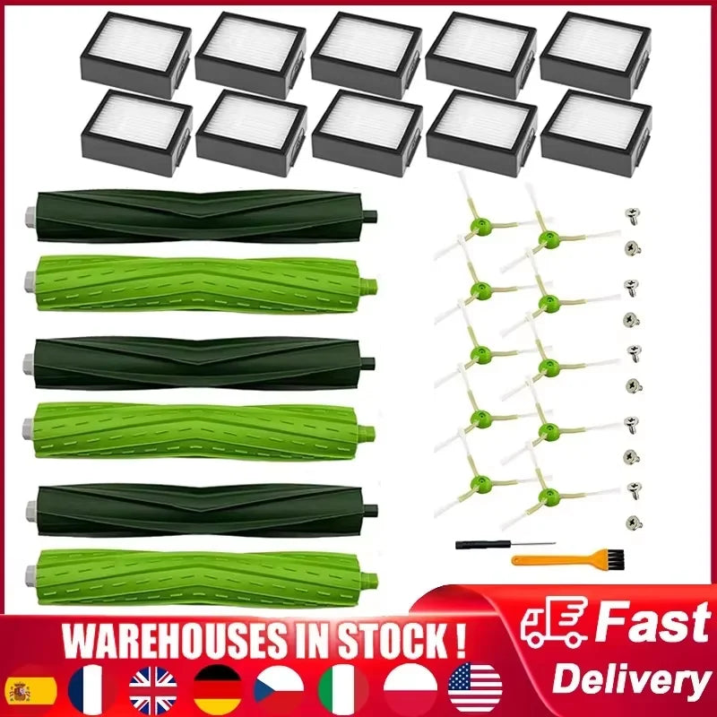 Replacement Parts Compatible for iRobot Roomba E I J Series E5 E6 i7 i6 i1 i2 i3 i3+ i4 i8 Rubber Side Brush Filter Dust Bags